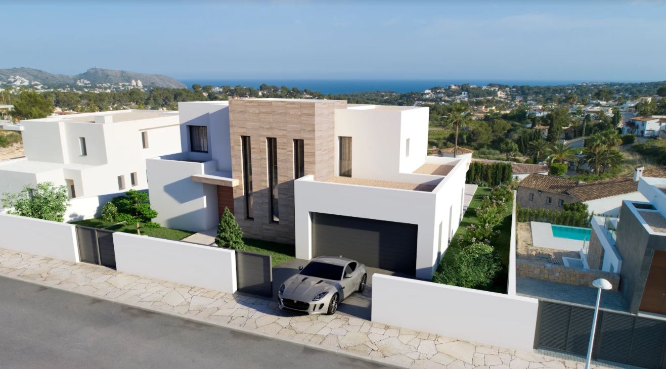 Villa de lujo en construcción a la venta en Moraira con vistas al mar.